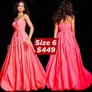 Jovani Vibrant Pink Strapless Gown
